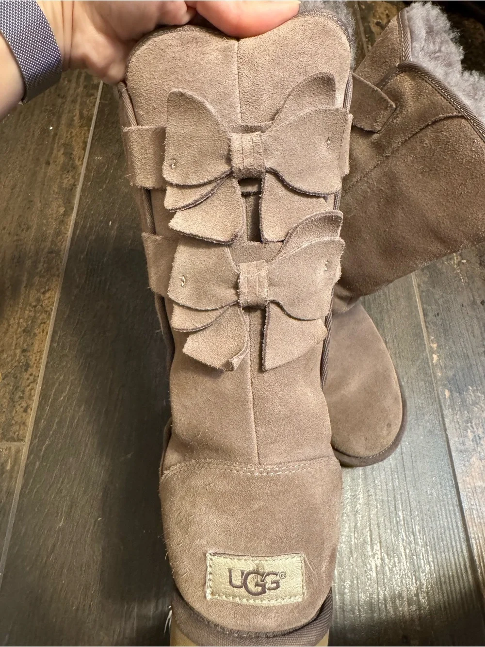 UGG Chestnut Suede Shearling-Lined Winter Boots
